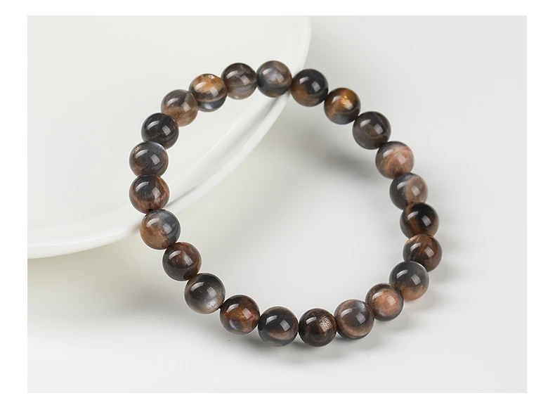 JD Naturstein Schwarz Golden Mondstein Perlen Armbänder Damen Herren Chic Dream Charm Emotionale Heilung Stretch Energie Armband – Detail 9