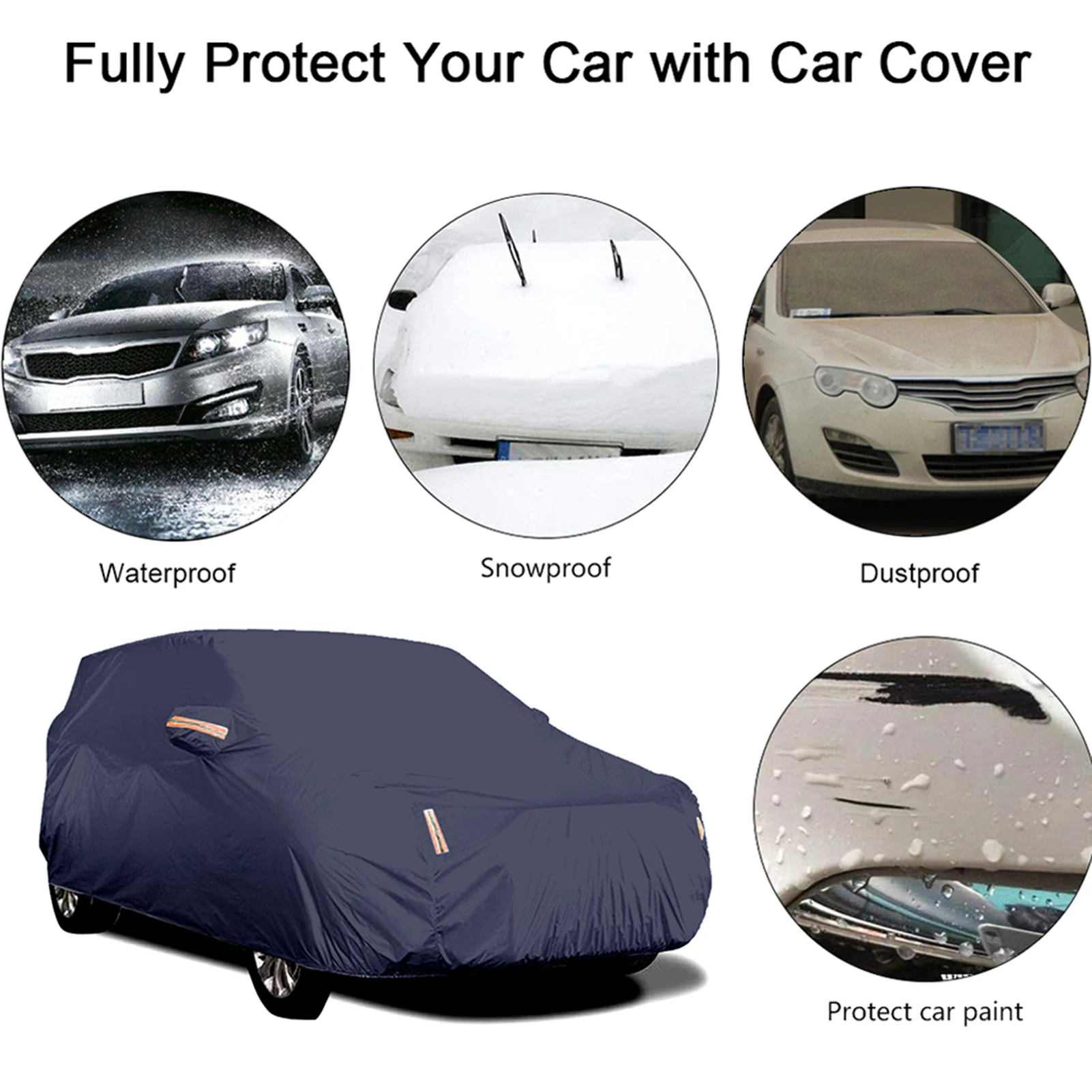 Car Cover Full Sedan Covers with Reflective Strip Sunscreen Protection