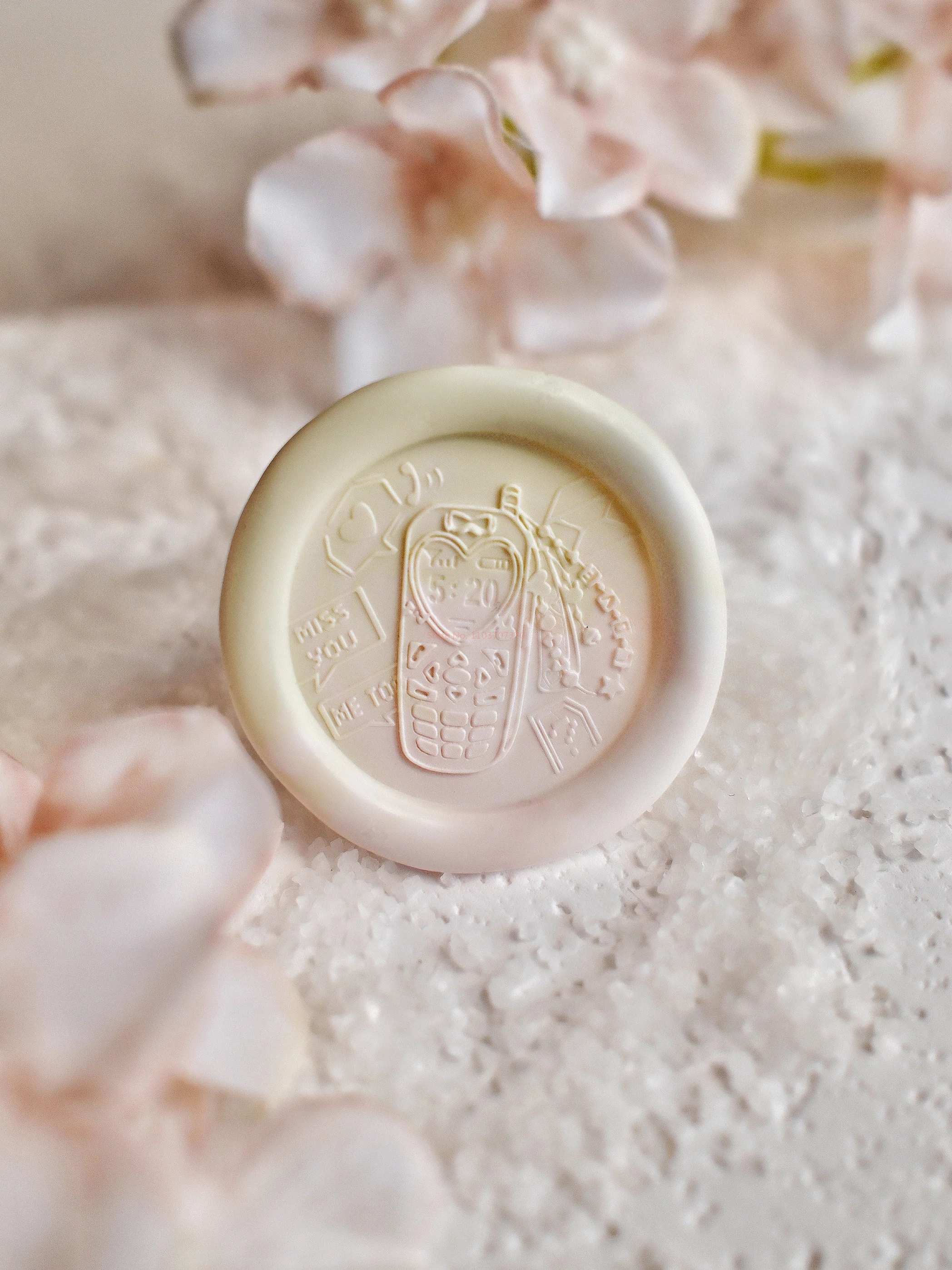 Y2k Phone Wax Seal Stamp Carved Brass Head Diy Scrapbooking Envelopes Wax Sealing Toy 3d Relief Frosted Seal Copper Head