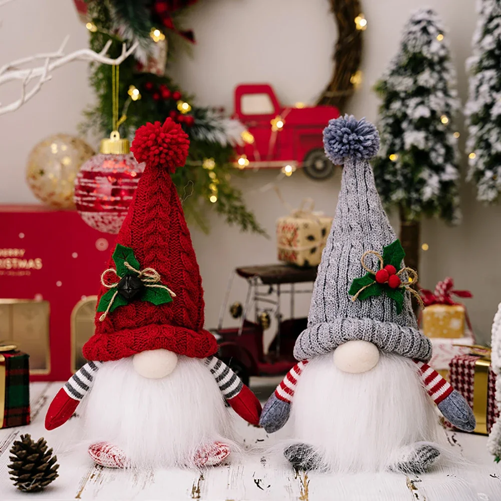 

Рождественская Милая светящаяся гном кукла с теплой женской вязаной шапкой кукла без лица кулон Рождественская елка подвесное украшение