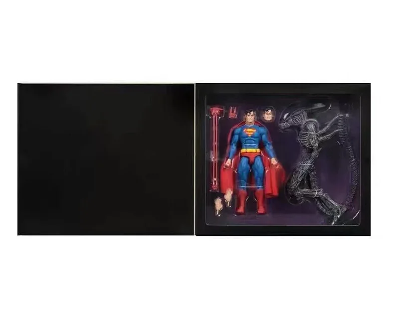 2 uds Anime Batman Superman VS Alien Xenomorph NYCC figura de acción NECA Supermen Batman figura juguetes de modelos coleccionables regalos