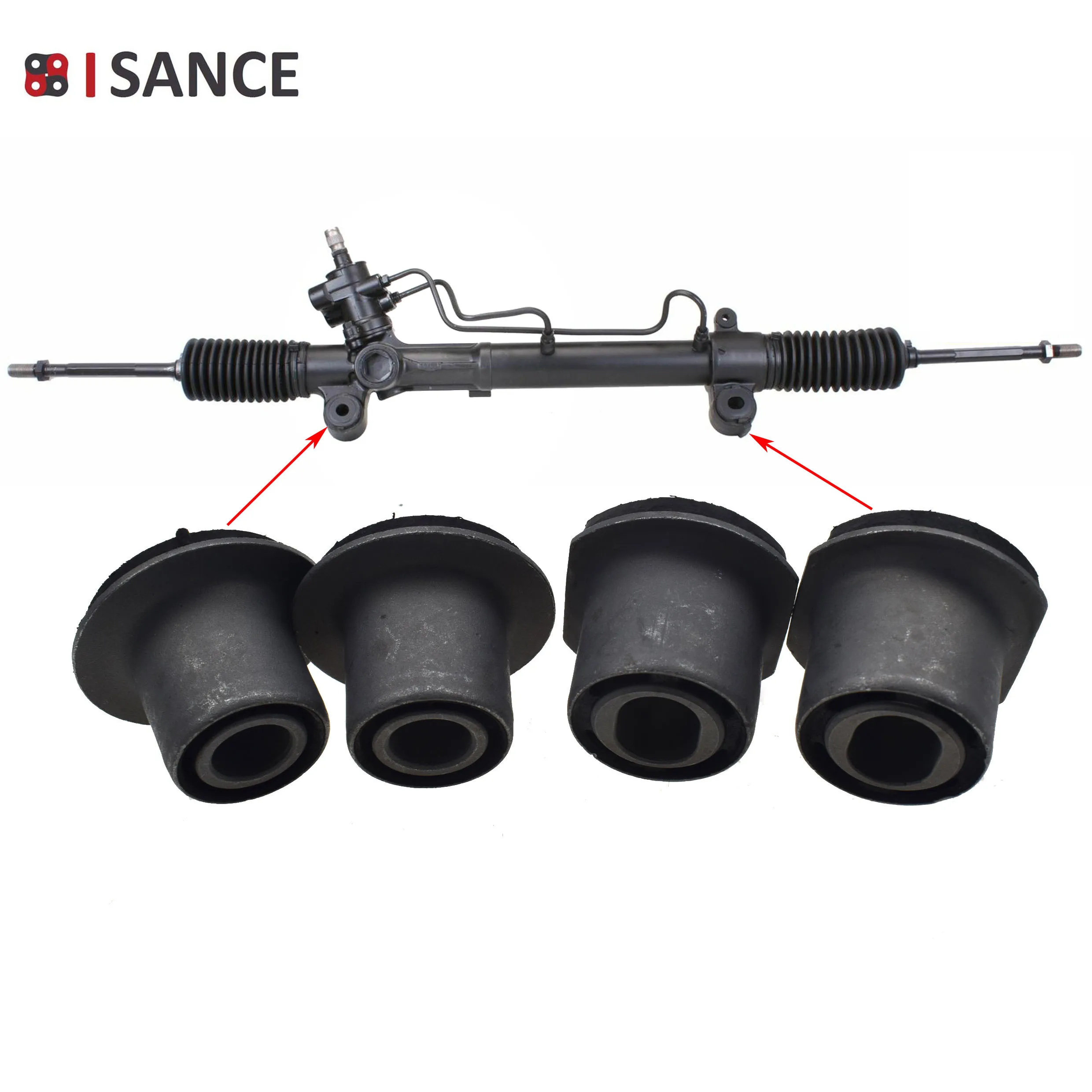 4PCSPowerSteeringGearboxRackAndPinionSleeveBushingKitLeft