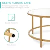 36in Modern Round Tempered Glass Accent Side Coffee Table for Living Room, Dining Room, Home Décor W/Satin Trim. Coffee Table 5