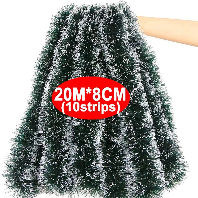 thumbnail image 1 of Cintas de oropel navideñas, guirnalda de cintas de caña verde, adornos colgantes para árbol de Navidad, suministros de decoración para fiestas en el hogar, 1 of 5