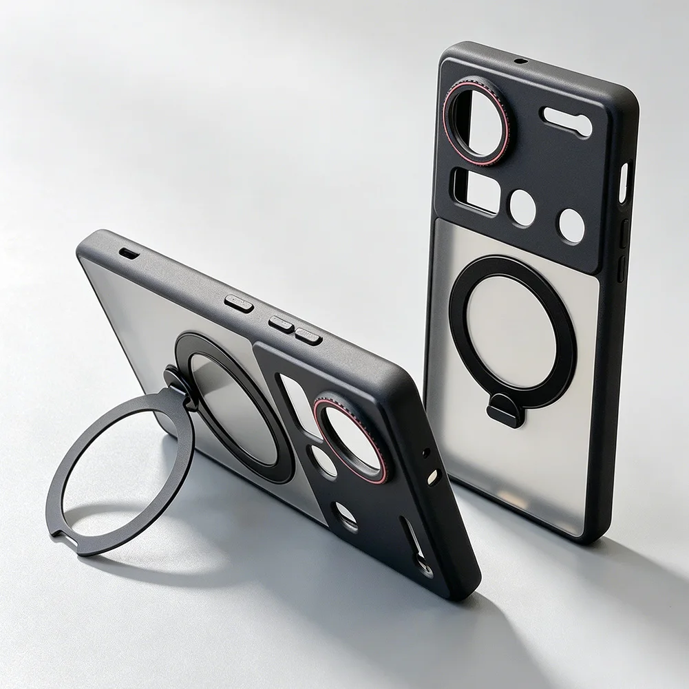 Red Circle Lens Full Coverage Metal Magnetic Holder Case