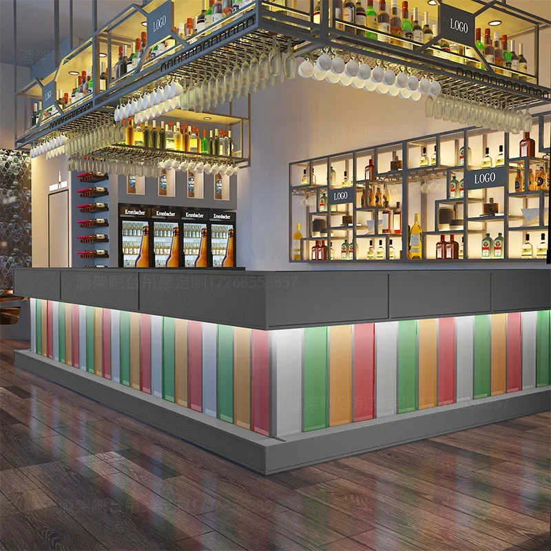 Wall Mounted Shelf Wine Rack Corner Liquor Display Metal Club Bar Cabinet Sets Commercial Armoire Vitre Botellero Home Furniture