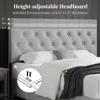 Yaheetech Queen Bed Frame with Adjustable Diamond Button-Tufted Headboard/3 Drawers Storage, Queen Platform Bed/Strong Wooden Sl 4