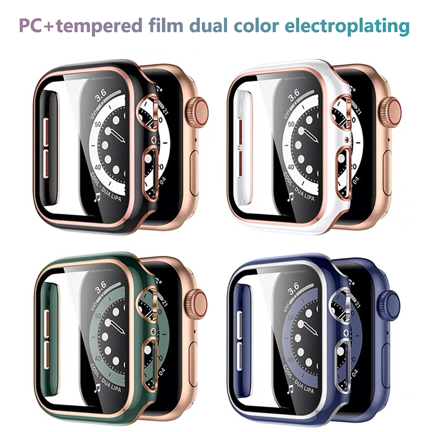 Galvanisierende zweifarbige Schutzhülle für Apple Watch S10 46 mm 45/44 mm 40/41 mm, integrierte Schalenfolie für iWatch S9 42 mm 38 mm – Detail 7
