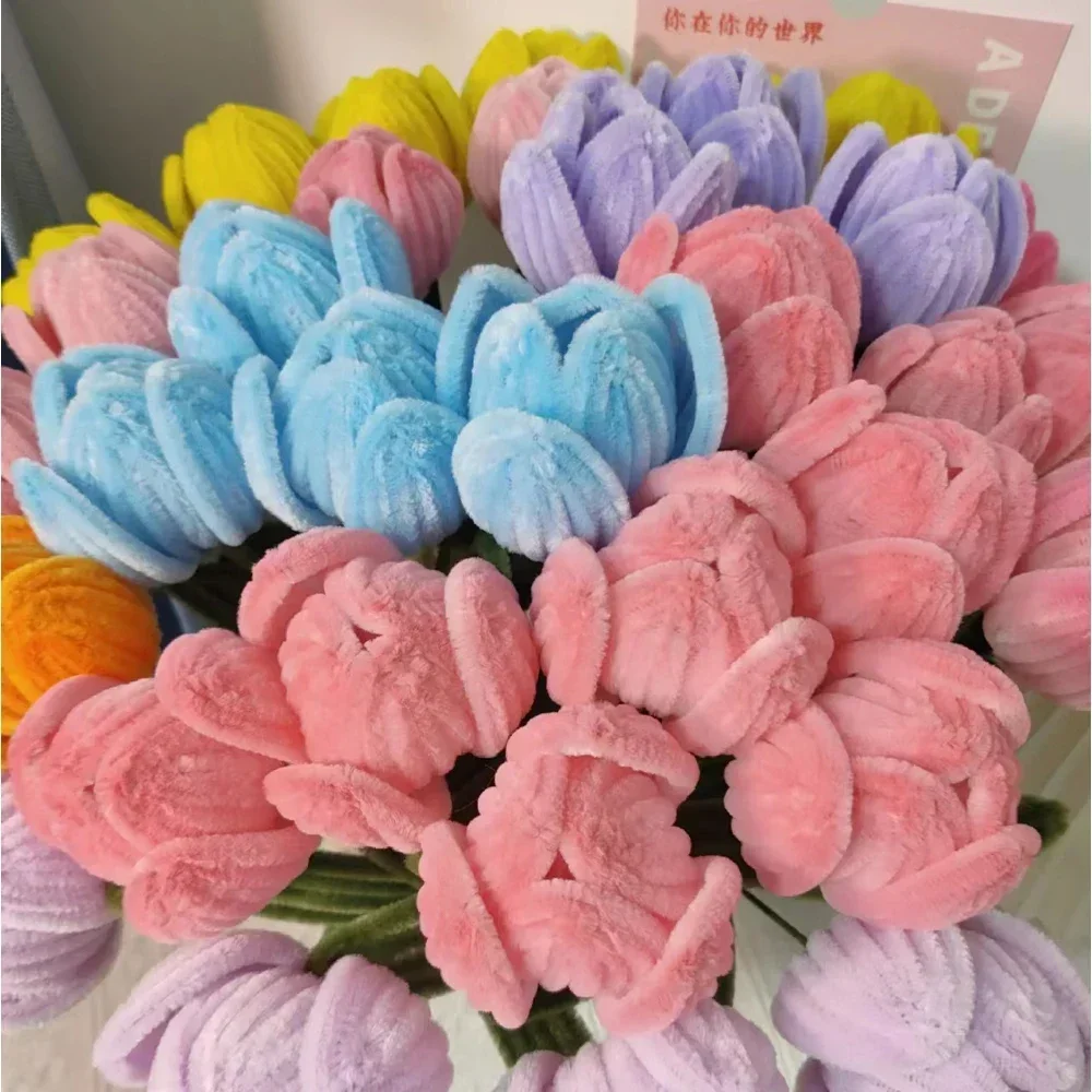 Colorful Chenille Stems Wire Twisted Rods 100/10Pcs DIY Crafts Soft Sticks Pipe Cleaners Kids Toys Wedding Decoration Supplies chenille pipe cleaners craft supplies craft toys chenille craft supplies