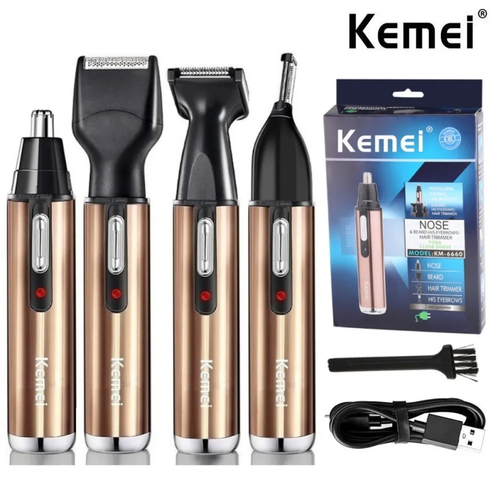 Kemei 올인원 충전식 코 트리머 남성용 및 여성용 수염 트리머 코와 귀용 얼..
