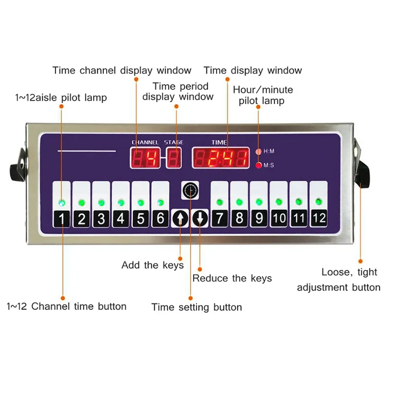 Kitchen Timer 12 Channel Baking Shaking Reminder Loud Digital Timing Alarm Magnetic Clock Cooking Count Up Countdown Stopwatch