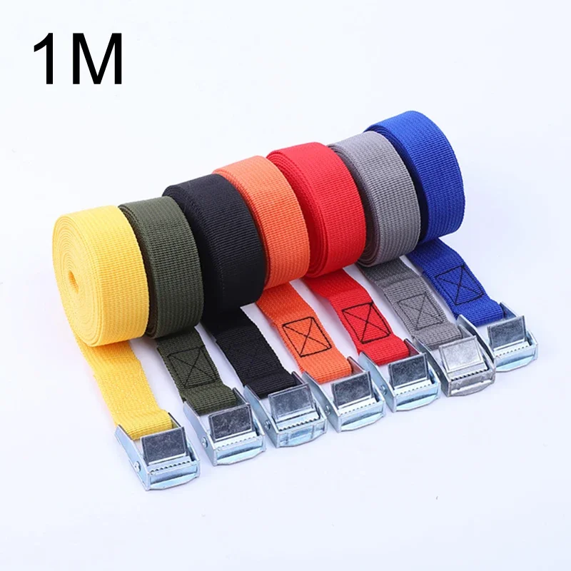 Cargo Straps 1 Meter Buckle Tie-Down Belt for Car Motorcycle Bike With Metal Buckle Tow Rope Strong Ratchet Belt for Luggage Bag