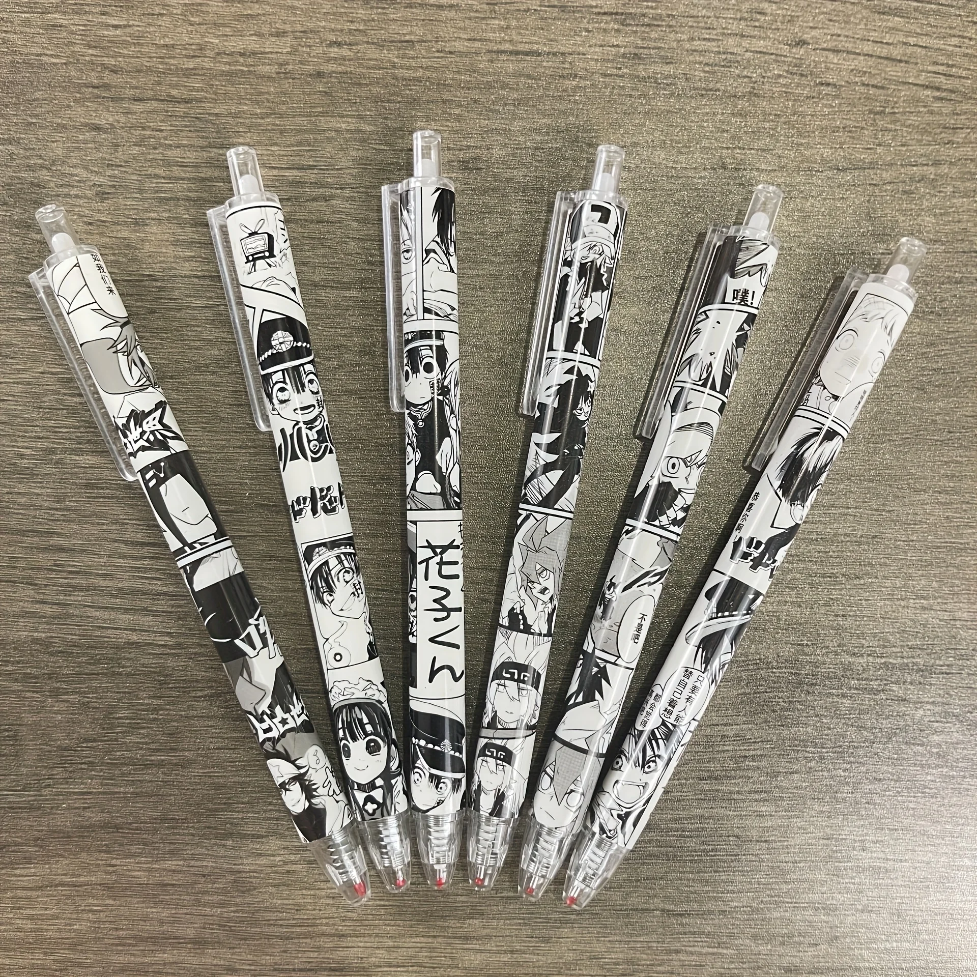 2 scatole da 12 penne con disegni casuali, a tema anime, punta di medie dimensioni, inchiostro nero a base d'acqua, plastica resistente, cancelleria per ufficio e scuola, penne retrattili, stile carino - immagine 5