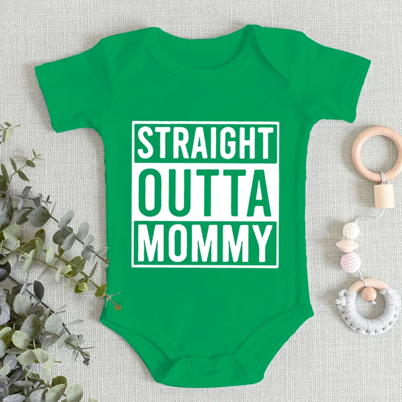 Straight Outta Mommy 재미 있은 프린트  바디 슈트 크리 에이 티브 패션 가을 코튼  롬퍼 반팔 소년 소녀 점프 슈트