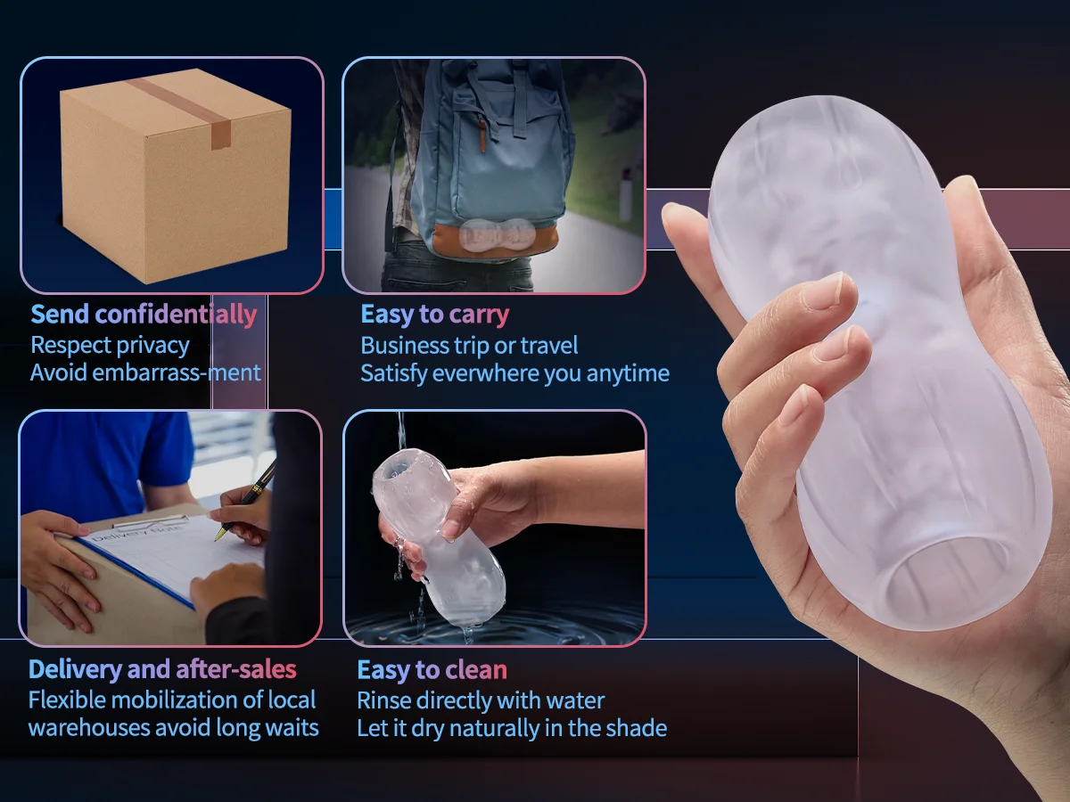 Masturbatore a mano trasparente Held Realistico Pompini Gola profonda Stimolatore in silicone per uomini Dildo_voghion.com