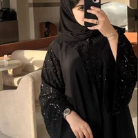 Abaya noire de luxe faite à la main avec des perles, robe longue de soirée musulmane pour le Ramadan, Dubaï, vêtements islamiques modestes pour femmes, kaftan 4