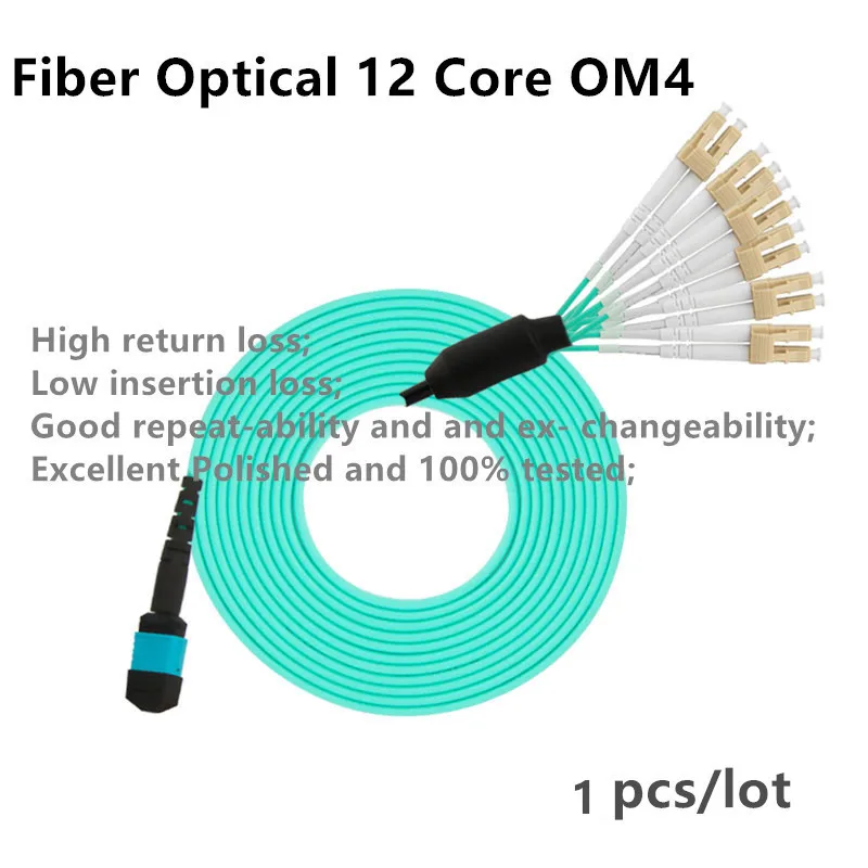 

Fiber Optical 3M MPO/UPC-LC/UPC 12 Core MPO Multimode Fiber Optic Patch Cord Cables High Quality