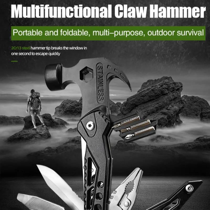 Outdoor-High-Steel-Carbon-Klapp-Hammer-Hammer für Camping-Überleben  Multifunktion hammer Notfall-Fahrzeug-Werkzeug-Hammer