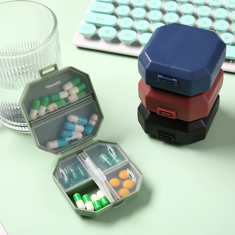 Portable Pill Box 6 Grids Tablet Organizer Case Dispenser
