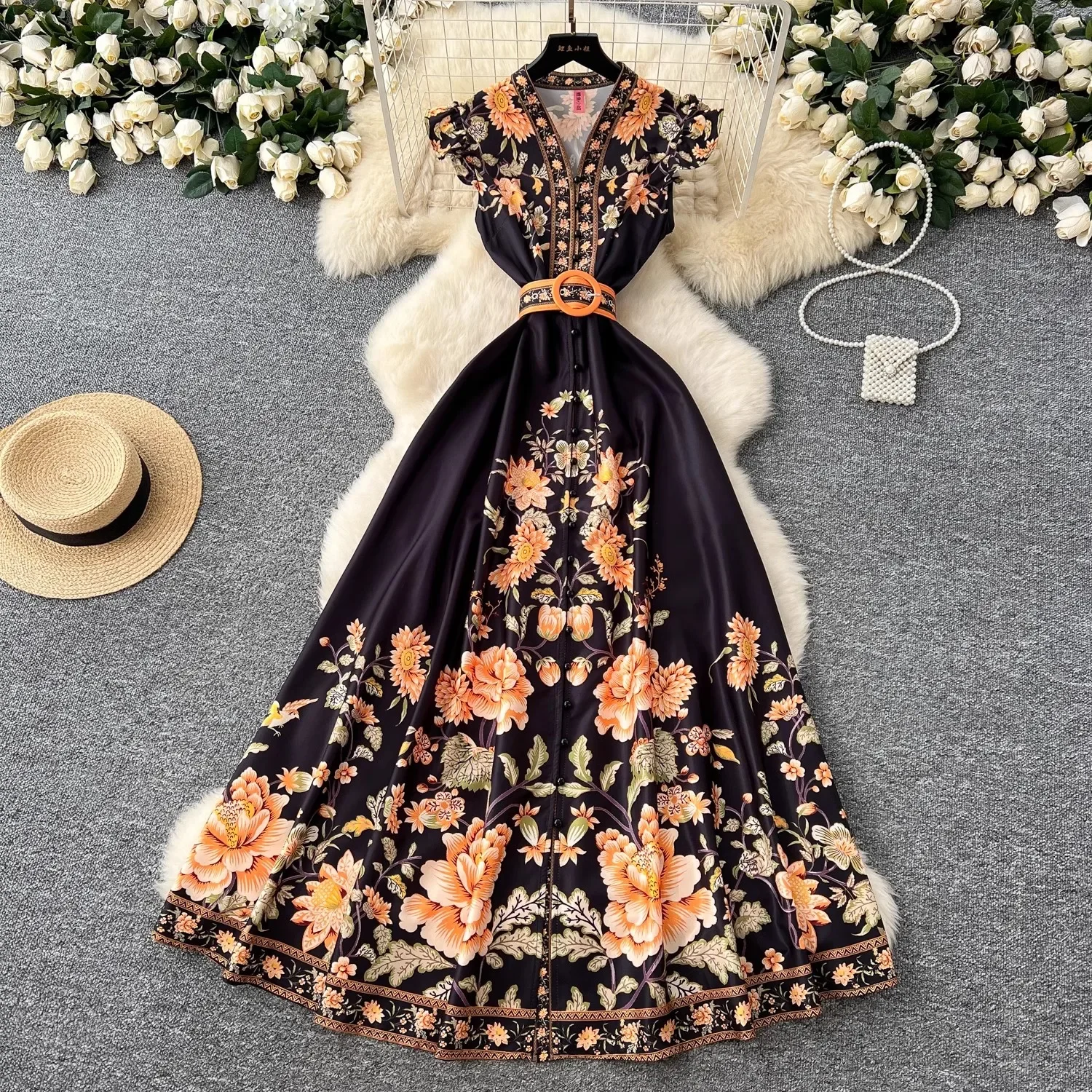 chinese dress ladies Single Ladies One Shoulder Midi Dress – tinasboutiqueonline main image 0
