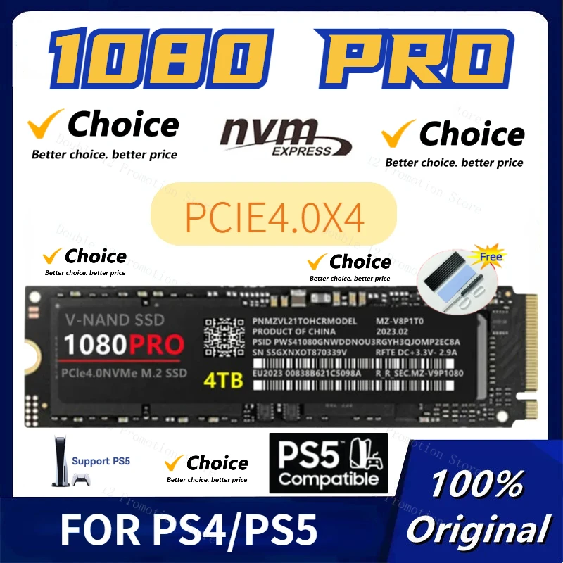 

Original 1080Pro M.2 SSD M2 PCIe 5.0 NVME Solid State Drive 2280 Internal Hard Disk 2TB 4TB SSD NVME M2 for Laptop Playstation 5
