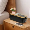 Cable Storage Box Wooden Power Line Storage Case Dustproof Charger Socket Organizer Wire Case Home Cable Winder Organizer 4