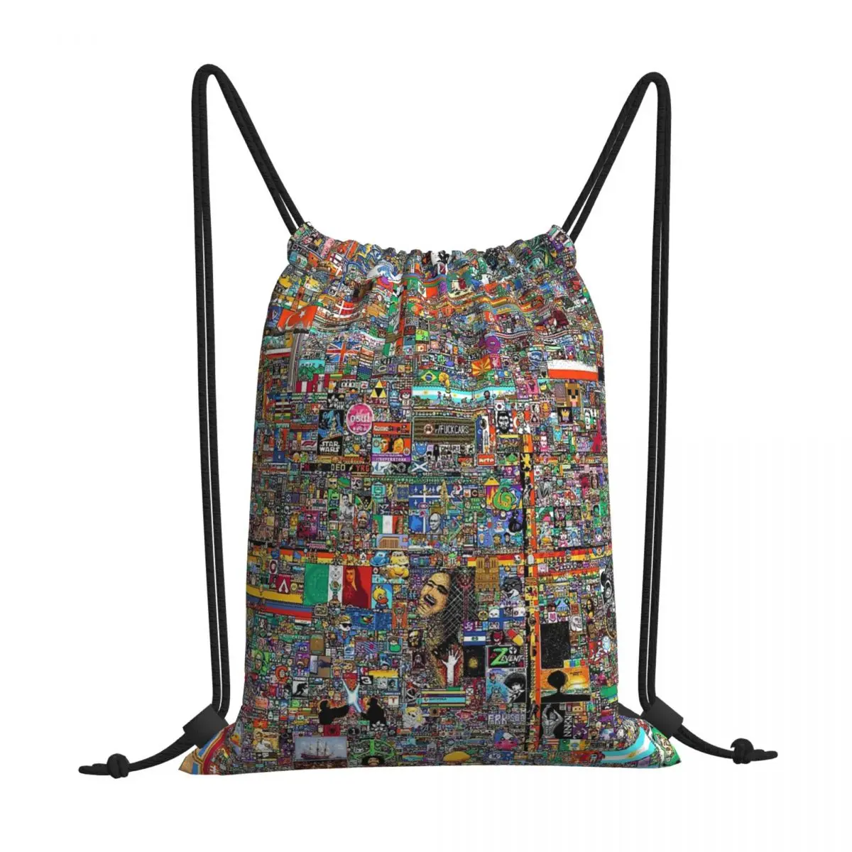 

2022 Ultra HD Official Final Canvas Reddit R Place Pixel Art Drawstring Bags Shopping Pouch 3D Print Backpack Shoe Bag