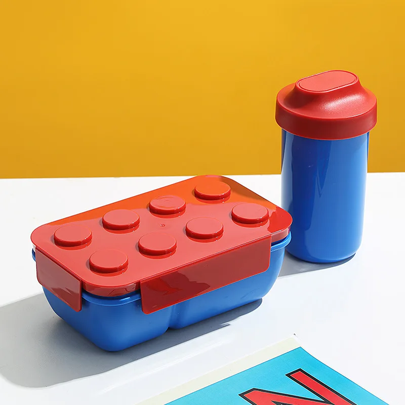 Vibrant Creative Building Blocks Lunch Box for Kids - Portable Bento for Picnics, Salads, & Snacks
