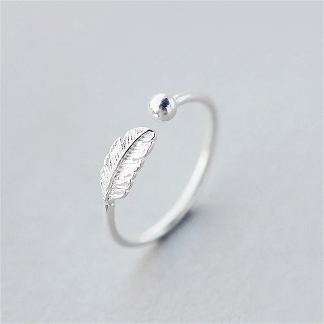 Minimalist Geometric Silver Color Finger Rings For Women Fashion Hug Leaf Flower Branch Feather Cross Opening Ring Party Jewelry