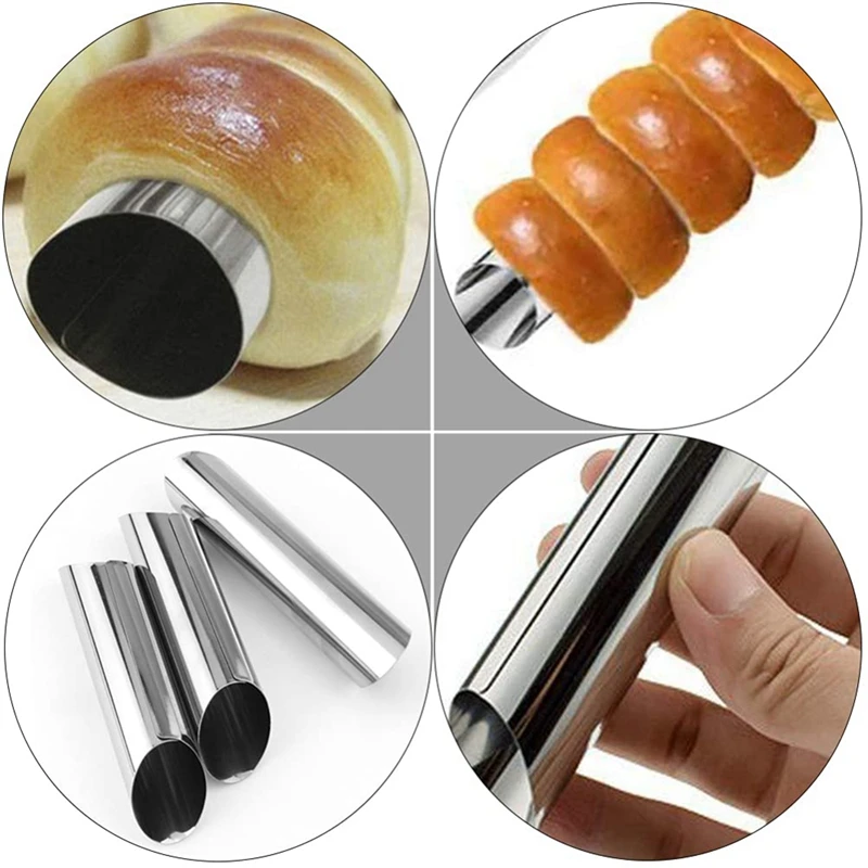30 Pezzi Brioche Buns Brioche Bread Cannoli Tubes Acciaio Inossidabile Cannoli Forms Antiaderente Cream Horn Stampo Per Pasticceria Danese Argento