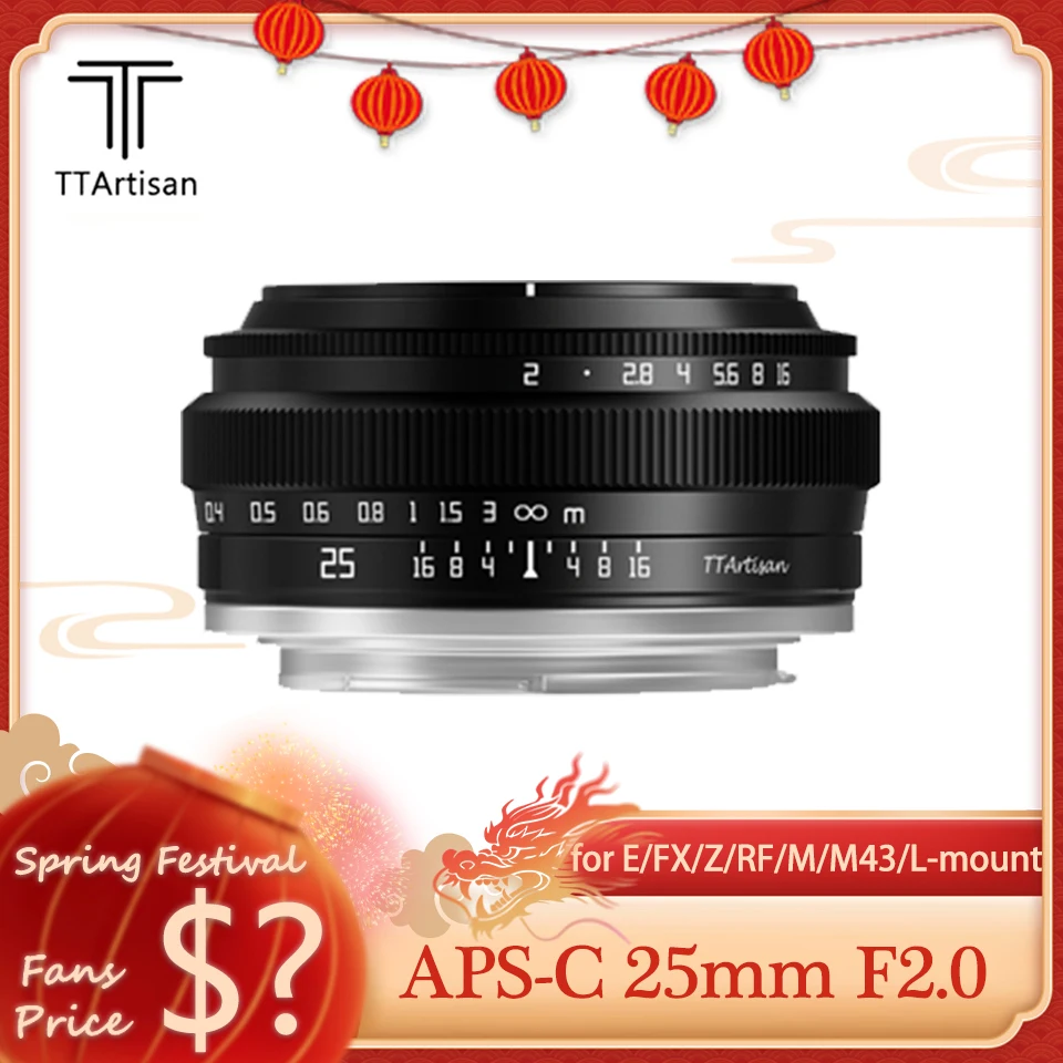 Ttartisan 25Mm F2.0 Aps-C Mf Obiettivo Telecamera Ritratto Per Sony A6000 A7Iii A7S Fuji X-A1 Canon M1 Nikon Z6 Sigma Fpl Leica T