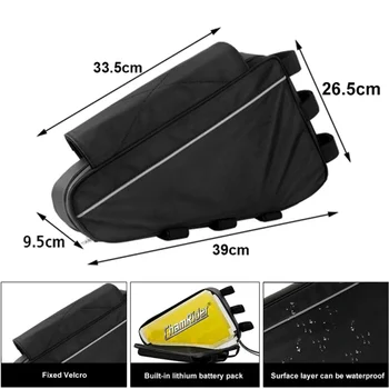 Borsa per batteria per bicicletta elettrica, 36v, 48v, 60v, 72v, e-bike, borse triangolari per box bici nero, carico massimo 126 celle