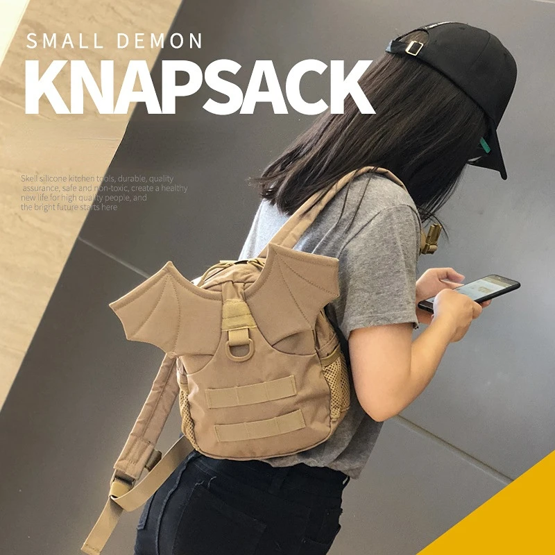 Tactical Devil Kid's Backpack Naughty Small Bags Hiking Outdoor Travel CS Game Bag Nylon Boys Girls Children Vacation Bag