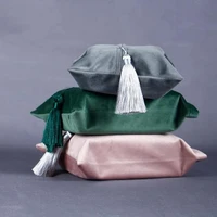 Ins Style Fabric Tissue Bag Velvet Modern Minimalist Handmade Tassel Tissue Cover,Desktop Tissue Box,Flannelette Storage Box 1
