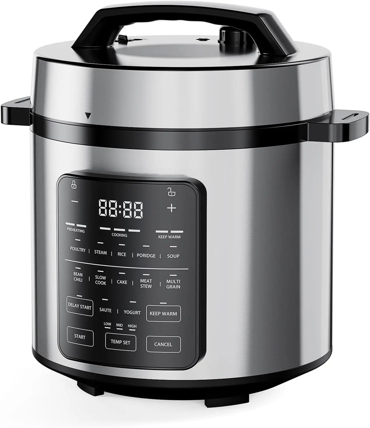 12-in-1 Electric Pressure Cooker 6 QT Stainless Steel Multi-Cooker for Rice, Steaming, Slow Cooking