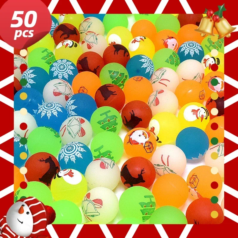 50/20pcs Luminous Christmas Bouncy Balls Glow in The Dark Ball Kids Birthday Party Games Gifts Rubber Bouncing Ball Party Favors