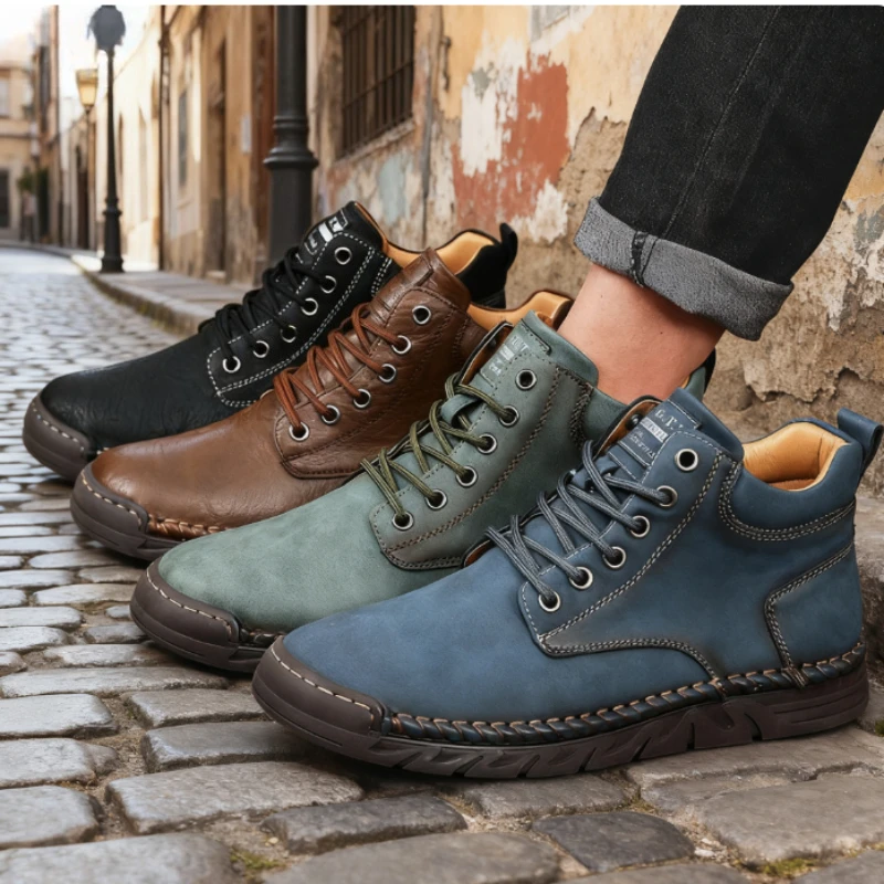 New Arrival Men's Retro Leather Hiking Boots Outdoor Adventure Shoe Anti-Skid Breathable Casual Boots Must Have Stylish Footwear