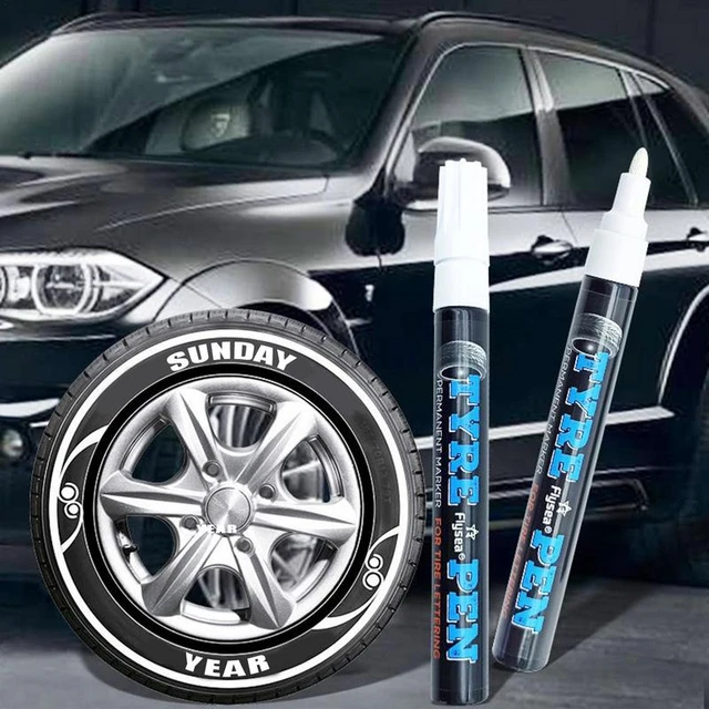 4Pcs Waterproof White Car Paint Pen Car Parts Tyre Tire Wheel, White