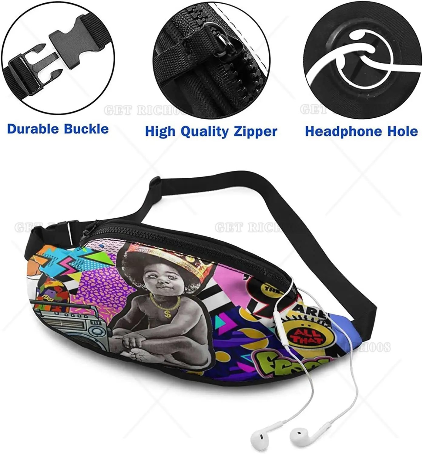 80S Fanny Pack for Men Women Retro 90S Crossbody Bag with