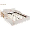 Beds Upholstered Grounded Bed with Bedside Desk and Stool, Co-Sleeping Bed with Upholstered Headboard Italian Style Modern Beds 3