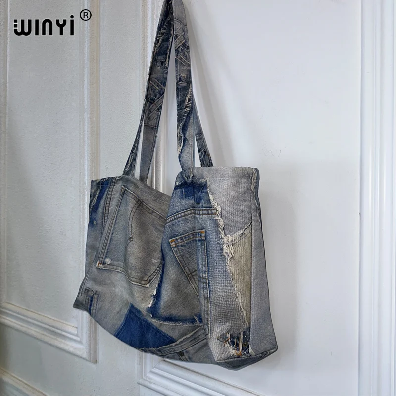 WINYI Original design Old printed denim bags