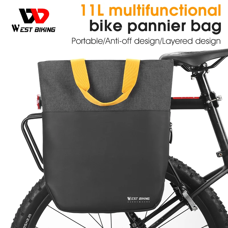 

WEST BIKING Waterproof Bicycle Pannier 11L Portable Bike Rear Seat Bag Cargo Carrier Hand Bag Quick Release Cycling Side Bag