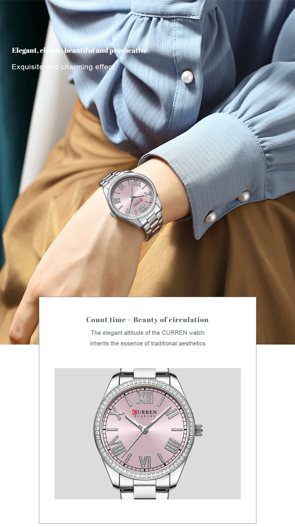 CURREN – Montre-bracelet en acier doré pour femmes, marque de luxe, tendance, élégante, décontractée, étanche - S8b9912ec437f46d894a5e9d0d7a06046D