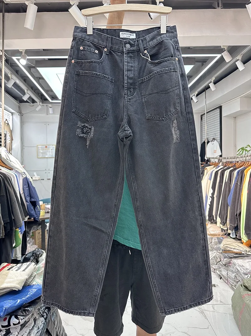 

Retro reverse design pocket holes worn straight casual pants