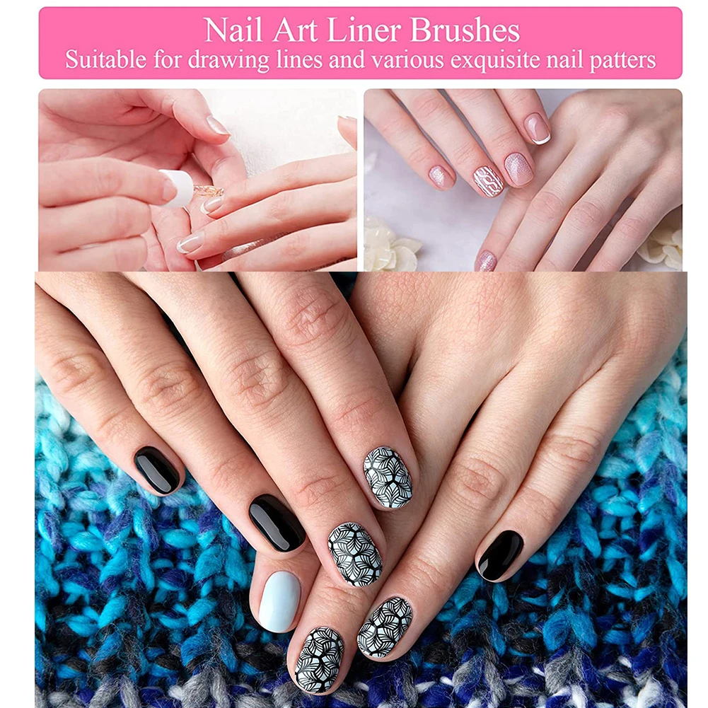 Nail Brush Nail Art Liner Brush Blue-pink Nail Drawing Pen UV Gel Manicure Brushes Painting Pen Nail Carving Phototherapy Pen 5