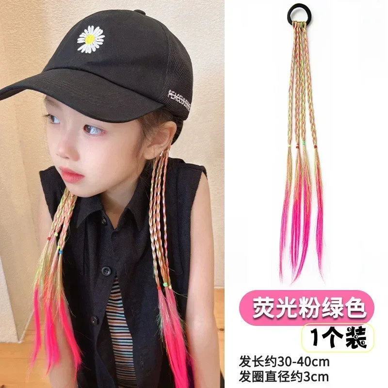 Cool Braid Kids Headwear Colorful Wigs Hairclip Ponytail Holder Princess Bows Party Ornament Hair Accessories Girls Gifts