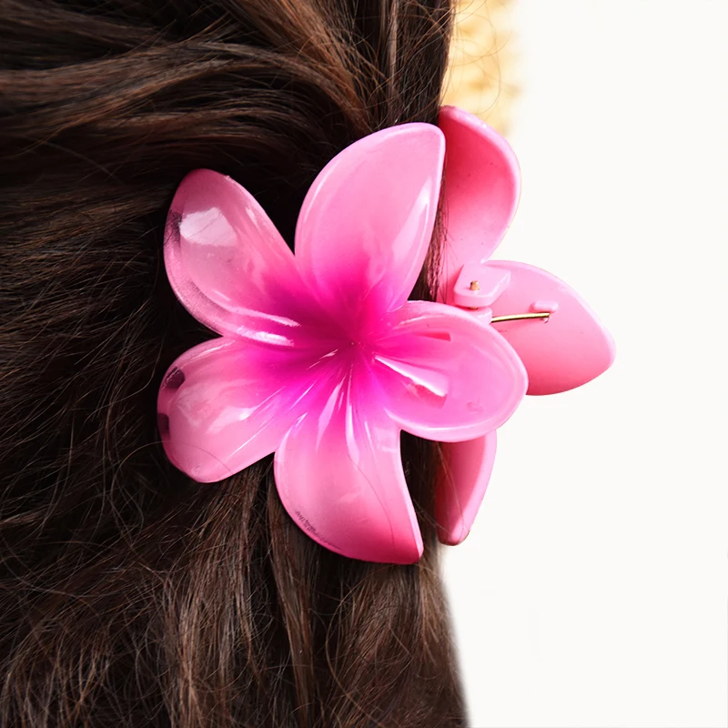 Pince a cheveux fleurs kanzashi fuchsia, rose, blanc - Un grand marché