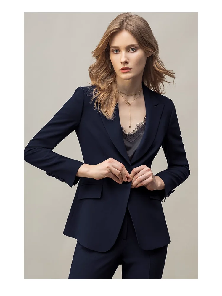 

women's suit set OL 2 Piece blazer pant For Business work Interview Uniform Slim fit Office lady outfits tailor made wool blends