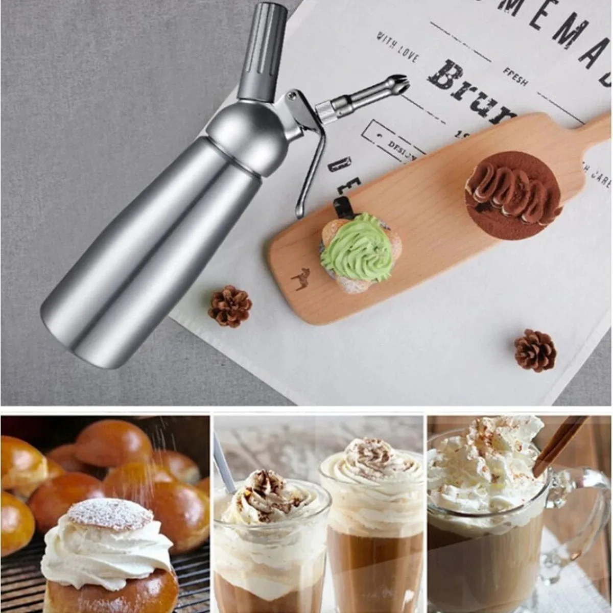 Cream Foam Gun cream foam gun 500/1000ml Cake Piping Gun Siphon Squeeze Bottle Dessert Tool Kitchen Accessories