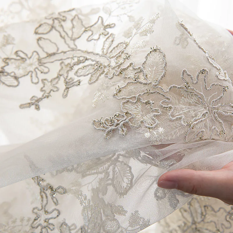 1PC Princess Style Embroidered Window Screen White Gauze Semi Transparent Partition Curtain Lace Minimalist, Romantic 4